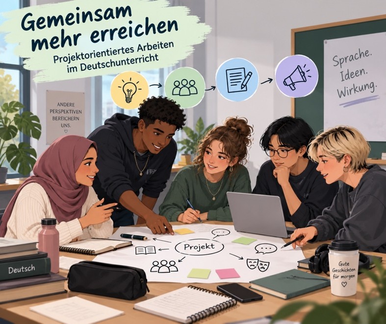 Projektorientiertes Arbeiten. Zur Verfügung gestellt unter CC0. / KI-generiert mit ChatGPT (OpenAI), Marlene Aufgebauer